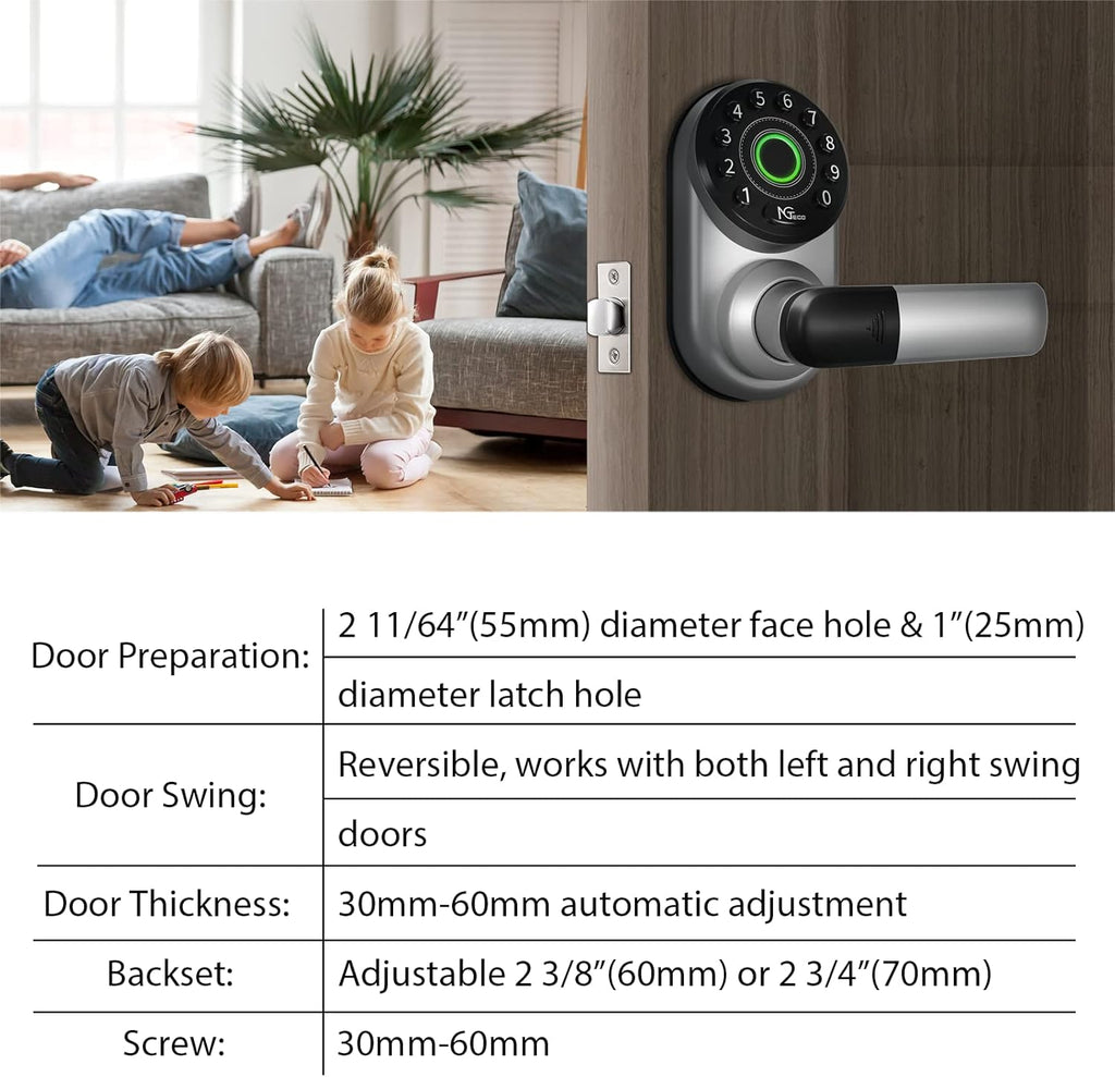 Smart Biometric Fingerprint Door Lock with Wifi, Keypad, and Bluetooth
